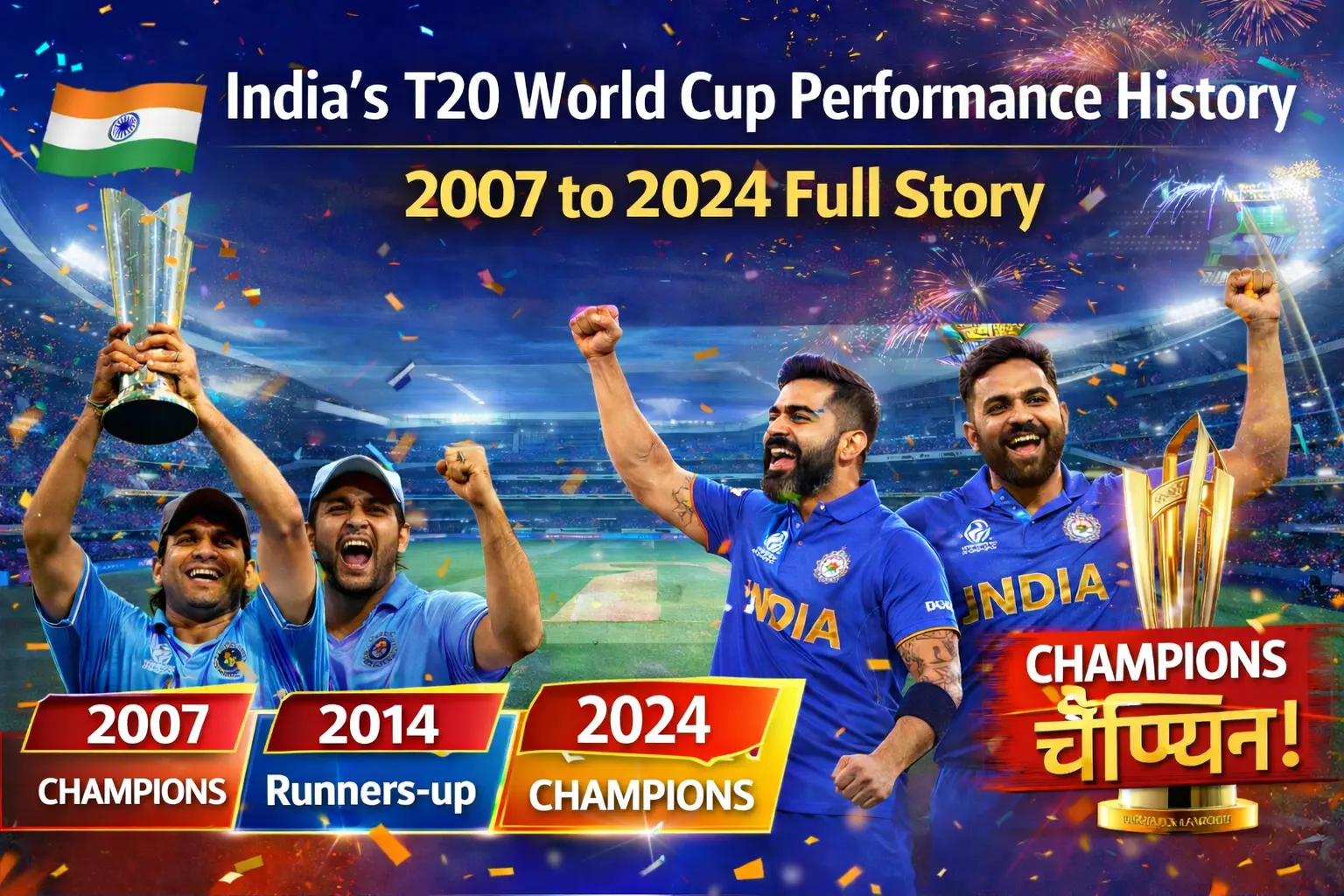 India’s T20 World Cup Performance History: Results, Records & Titles (2007–2024)